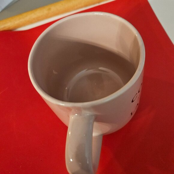 pink mug with coffee graphics for coffee lovers graphics on both side - Picture 2 of 7